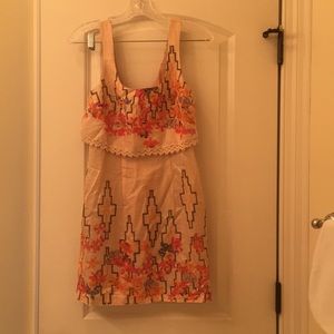 Free People size 0 orange gold tribal dress